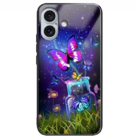 Kryt iPhone 16 Plus Láhev A Motýl Z Tvrzeného Skla