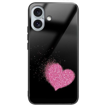 Kryt iPhone 16 Plus Tvrzené Sklo Růžové Srdce