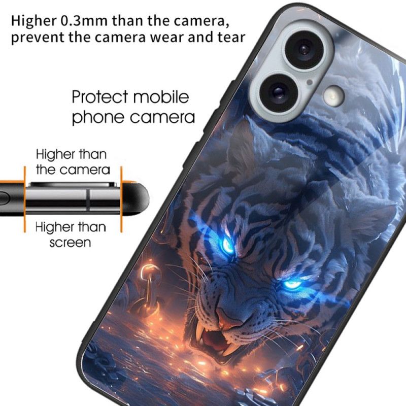 Kryt iPhone 16 Plus Tvrzené Sklo S Potiskem Tygrů
