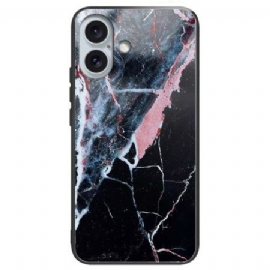Kryt Na iPhone 16 Plus Tvrzené Sklo Z Černého Mramoru