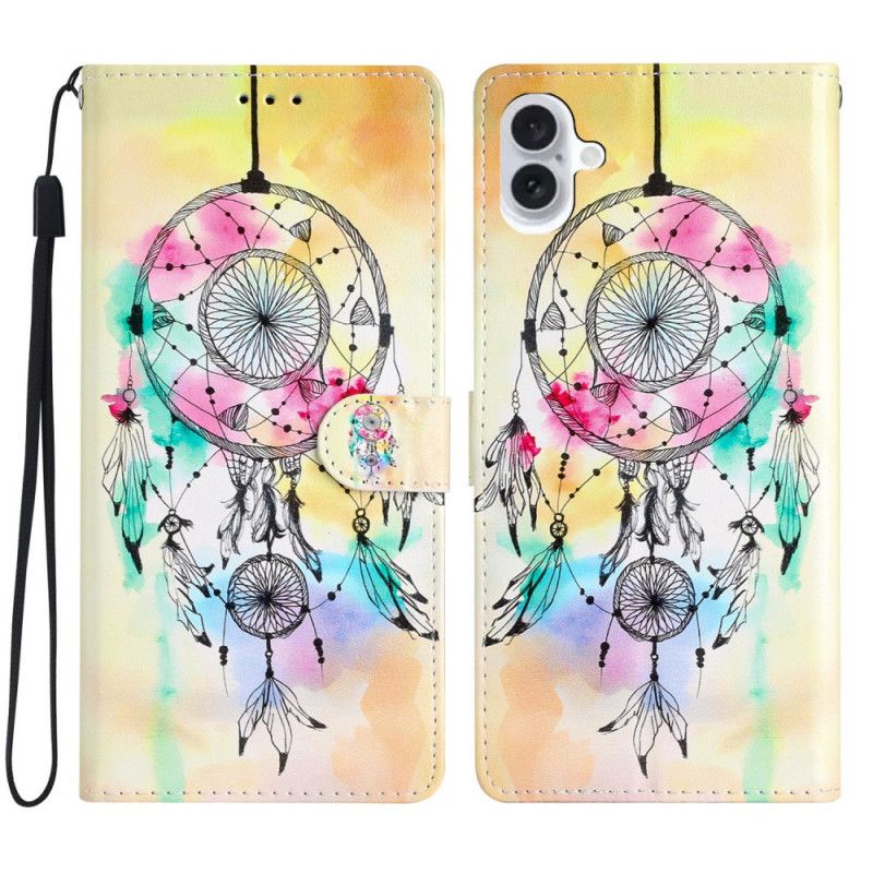 Peněženková Pouzdra iPhone 16 Plus Kryty Na Mobil Lapač Snů S Popruhem
