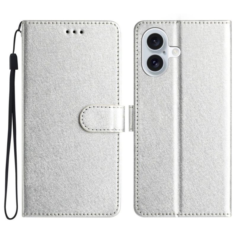 Peněženková Pouzdra iPhone 16 Plus Kryty Na Mobil Pásková Hedvábná Textura