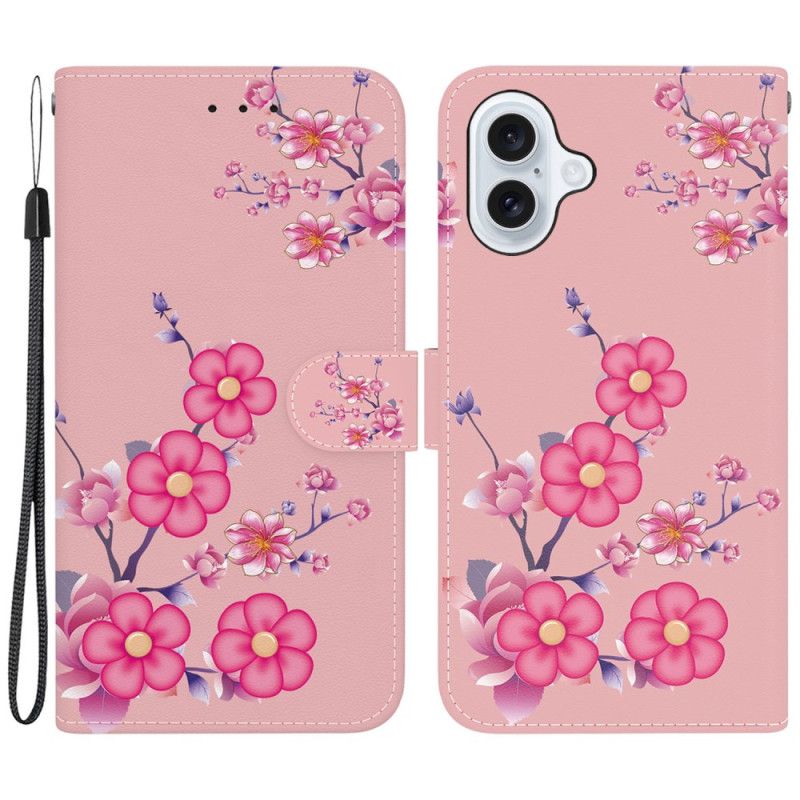 Peněženková Pouzdra iPhone 16 Plus Kryty Na Mobil Popruh Sakury