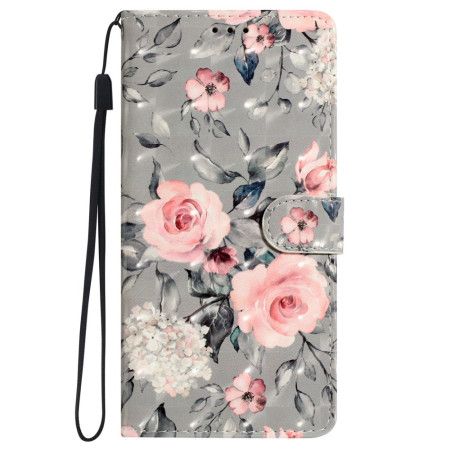 Peněženková Pouzdra iPhone 16 Plus Růžové Květy S Páskem