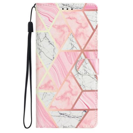 Peněženková Pouzdra iPhone 16 Plus Růžový Mramor S Popruhem