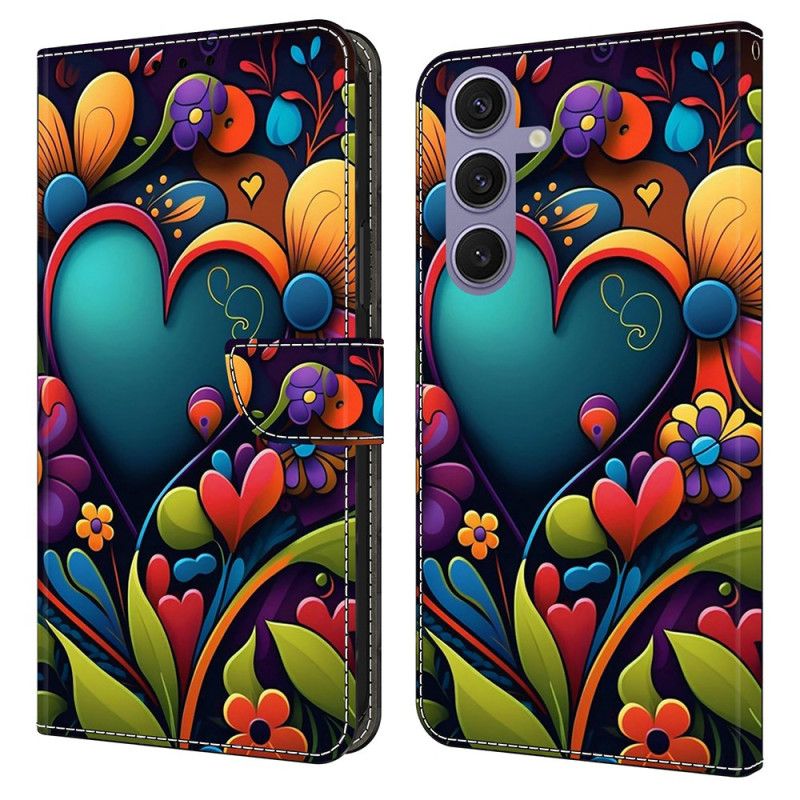 Kožený Kryt Samsung Galaxy S25 Plus 5g Malované Srdce