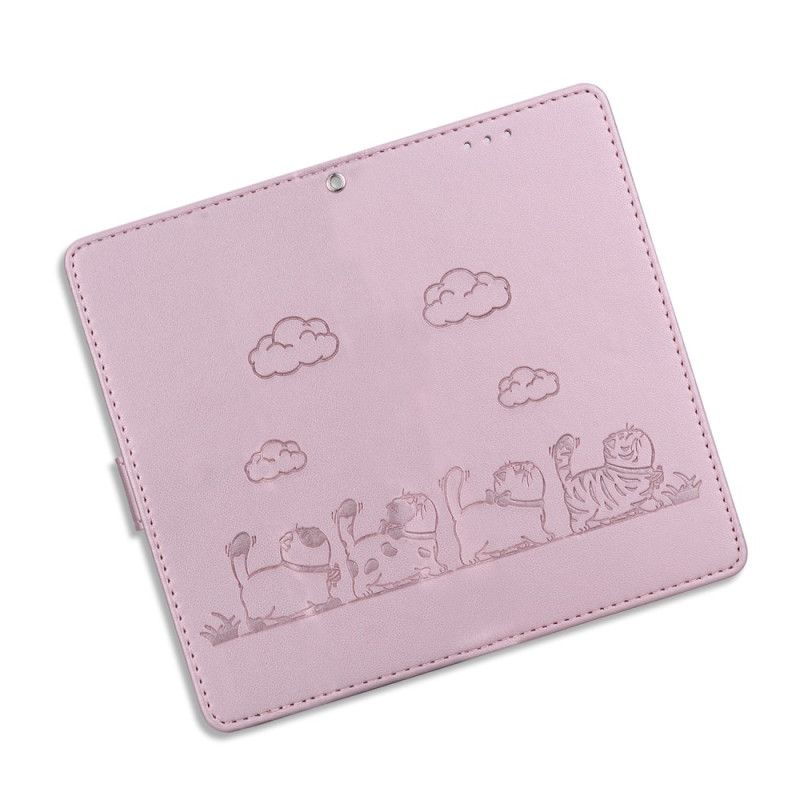 Kožený Kryt Samsung Galaxy S25 Plus 5g Popruh S Kočičí Scénou