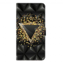 Kožený Kryt Samsung Galaxy S25 Plus 5g Zlatý Trojúhelník