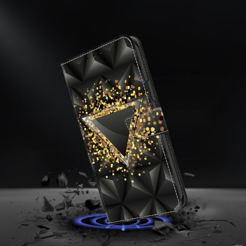 Kožený Kryt Samsung Galaxy S25 Plus 5g Zlatý Trojúhelník