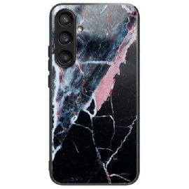 Kryt Na Samsung Galaxy S25 Plus 5g Černo-růžové Mramorové Tvrzené Sklo