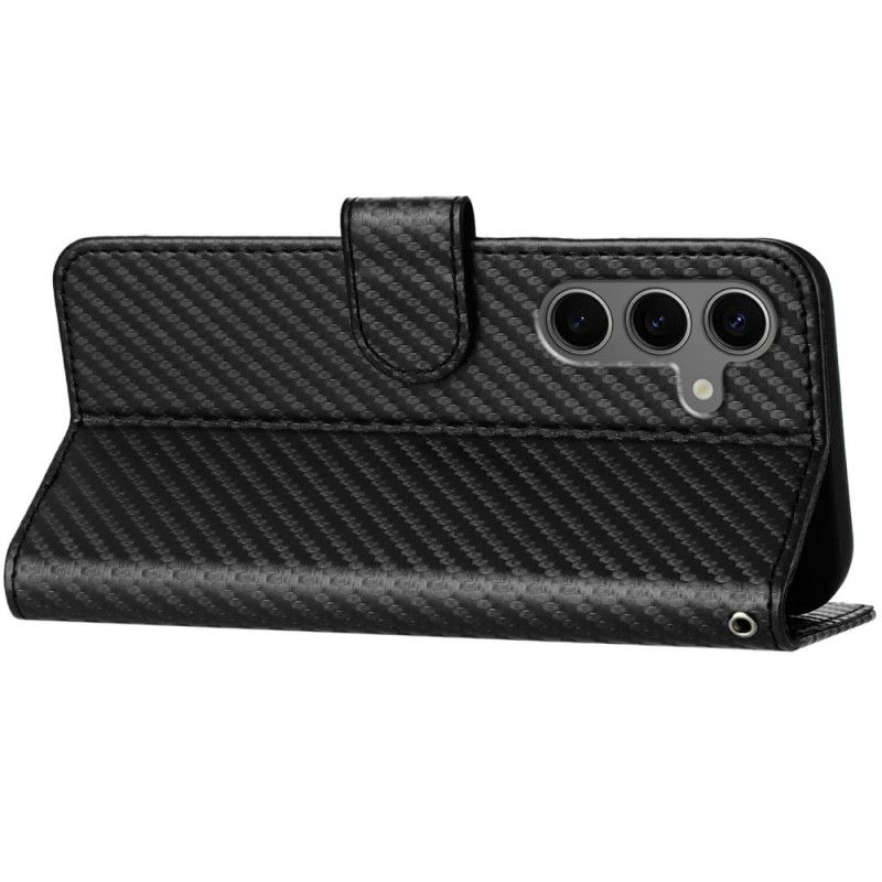 Peněženková Pouzdra Samsung Galaxy S25 Plus 5g Uhlíková Vlákna S Páskem