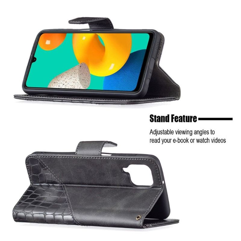 Flipové Pouzdro Na Samsung Galaxy M32 Kožený Efekt Croc Aspect
