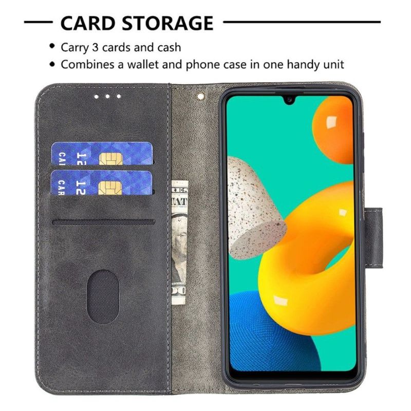 Flipové Pouzdro Na Samsung Galaxy M32 Kožený Efekt Croc Aspect