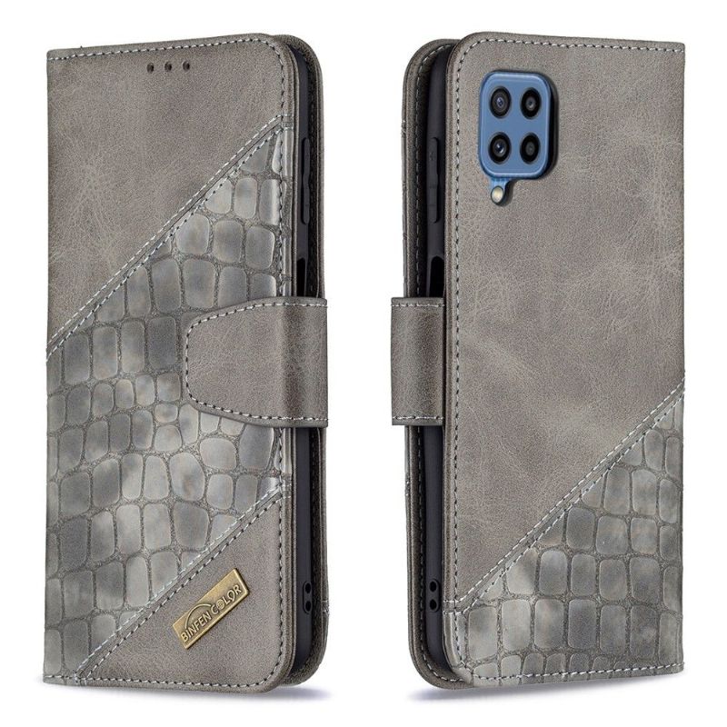 Flipové Pouzdro Na Samsung Galaxy M32 Kožený Efekt Croc Aspect