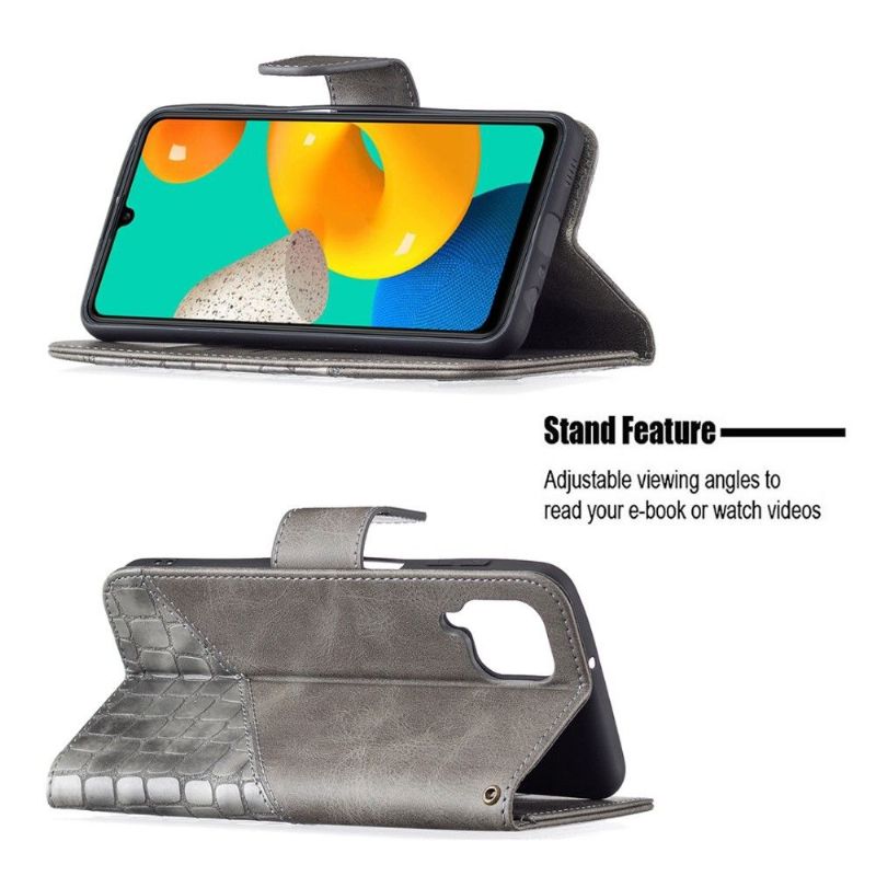 Flipové Pouzdro Na Samsung Galaxy M32 Kožený Efekt Croc Aspect