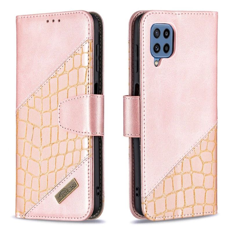 Flipové Pouzdro Na Samsung Galaxy M32 Kožený Efekt Croc Aspect