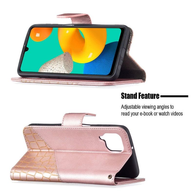 Flipové Pouzdro Na Samsung Galaxy M32 Kožený Efekt Croc Aspect