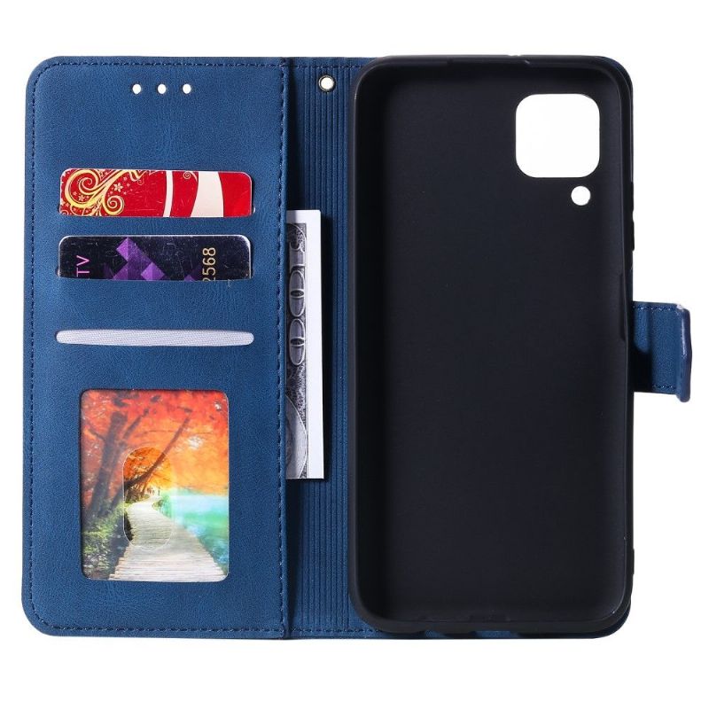 Flipové Pouzdro Na Samsung Galaxy M32 Na Lana Kožené Pouzdro Dvoubarevné Folio