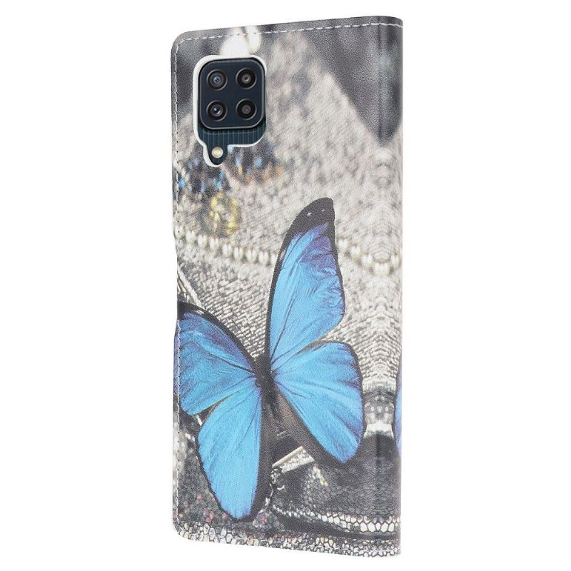 Flipové Pouzdro Na Samsung Galaxy M32 Modrý Motýl