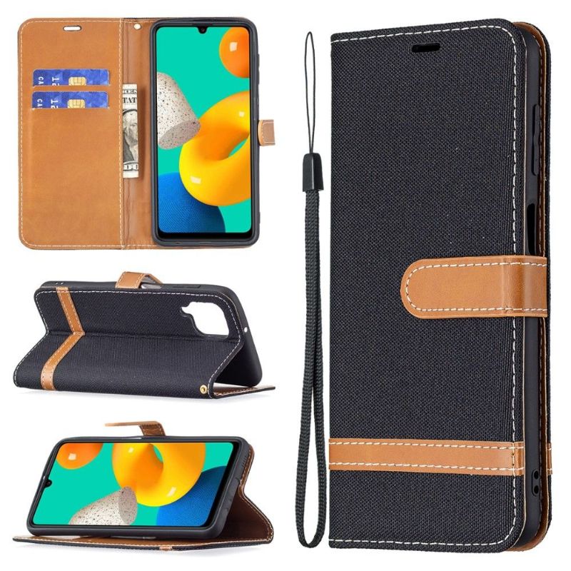 Kožené Pouzdro Na Samsung Galaxy M32 Látkový Potah