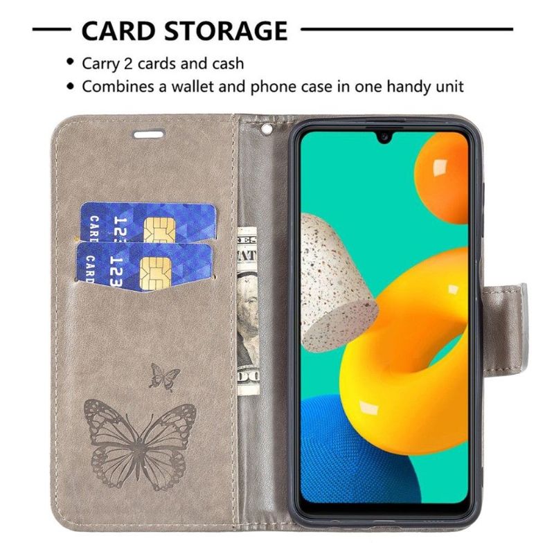 Kožené Pouzdro Na Samsung Galaxy M32 Motýli Podpůrných Funkcí