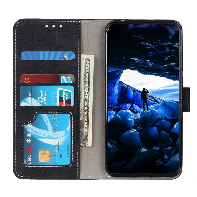 Kožené Pouzdro Na Samsung Galaxy M32 Vzhled Croc Z Umělé Kůže
