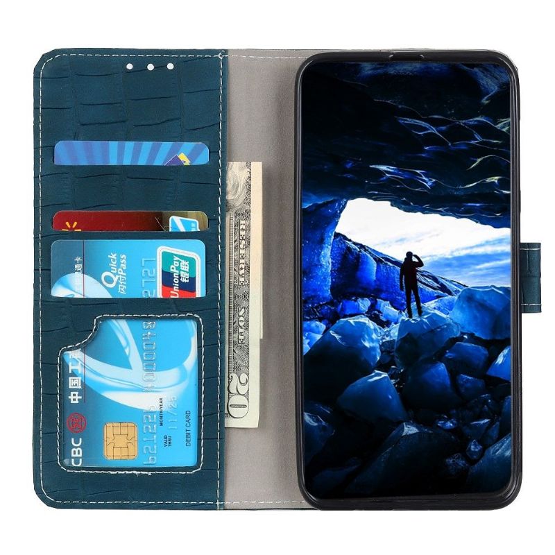 Kožené Pouzdro Na Samsung Galaxy M32 Vzhled Croc Z Umělé Kůže