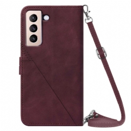 Flipové Pouzdro Na Samsung Galaxy S21 Plus 5G Geometrický Design S Popruhem