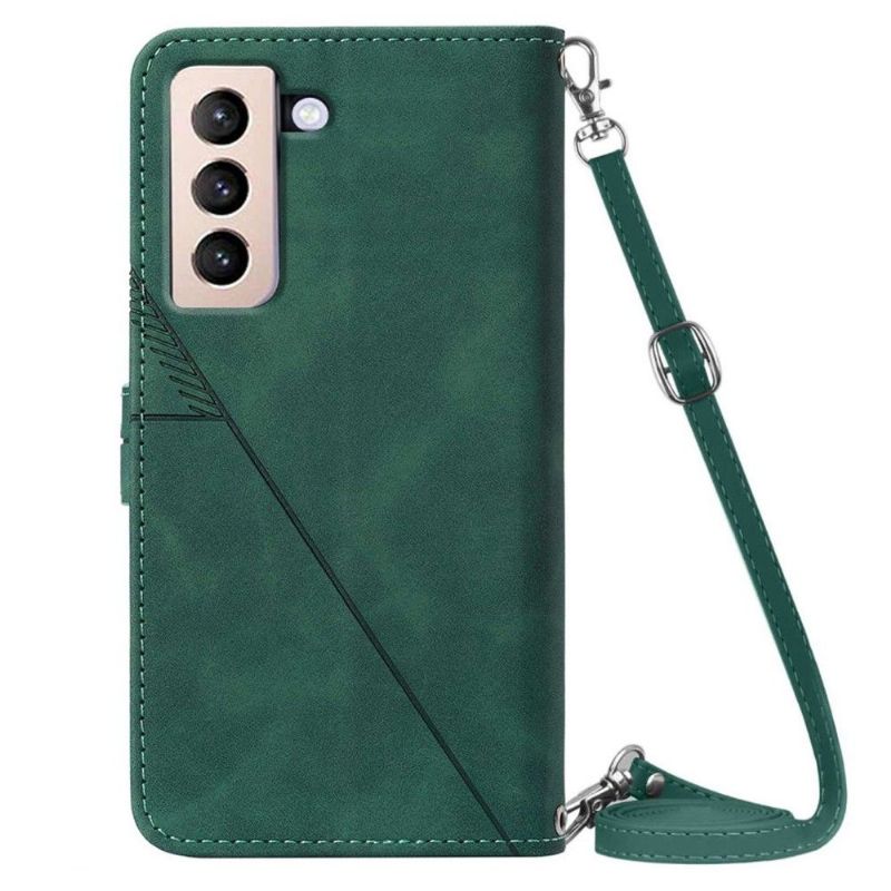Flipové Pouzdro Na Samsung Galaxy S21 Plus 5G Geometrický Design S Popruhem