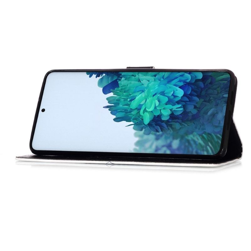 Flipové Pouzdro Na Samsung Galaxy S21 Plus 5G Květinová Lebka