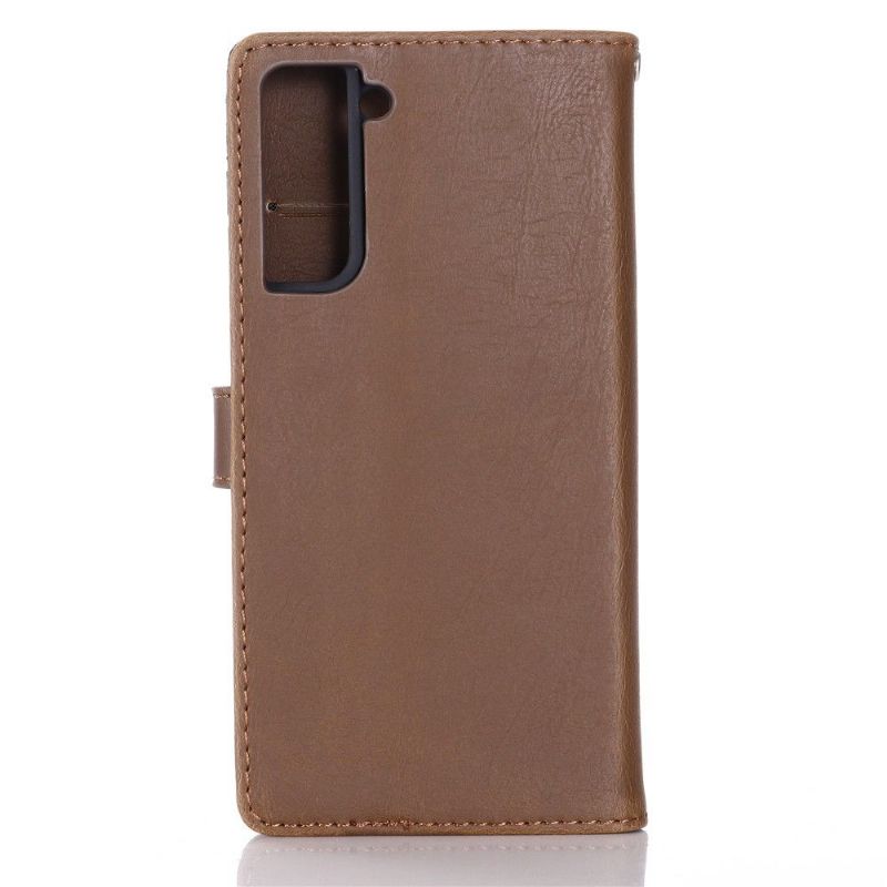Kožené Pouzdro Folio Na Samsung Galaxy S21 Plus 5G Retro Kožený Efekt