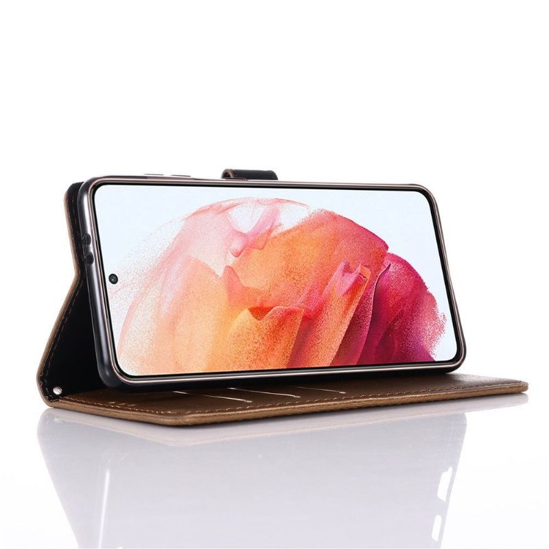 Kožené Pouzdro Folio Na Samsung Galaxy S21 Plus 5G Retro Kožený Efekt