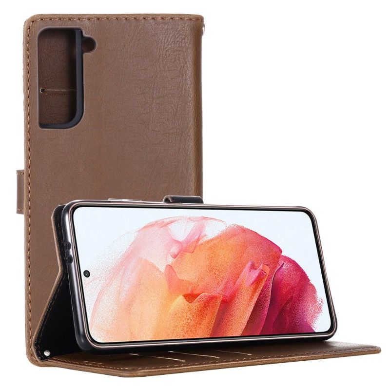 Kožené Pouzdro Folio Na Samsung Galaxy S21 Plus 5G Retro Kožený Efekt