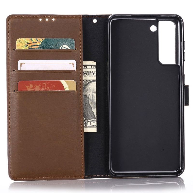 Kožené Pouzdro Folio Na Samsung Galaxy S21 Plus 5G Retro Kožený Efekt
