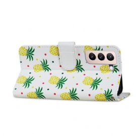 Kožené Pouzdro Na Samsung Galaxy S21 Plus 5G Ananas