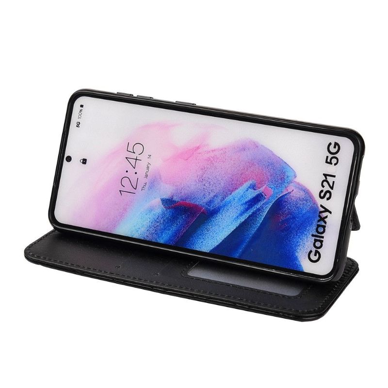Kožené Pouzdro Na Samsung Galaxy S21 Plus 5G Efekt Luxusní Prošívané Kůže