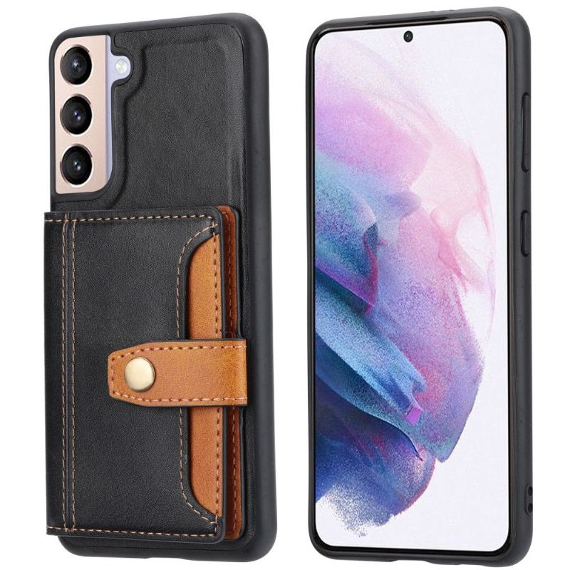 Kryt Na Samsung Galaxy S21 Plus 5G Kožený Držitel Karty S Efekty