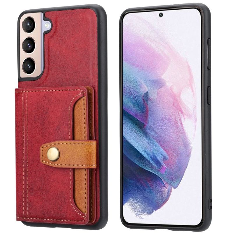 Kryt Na Samsung Galaxy S21 Plus 5G Kožený Držitel Karty S Efekty