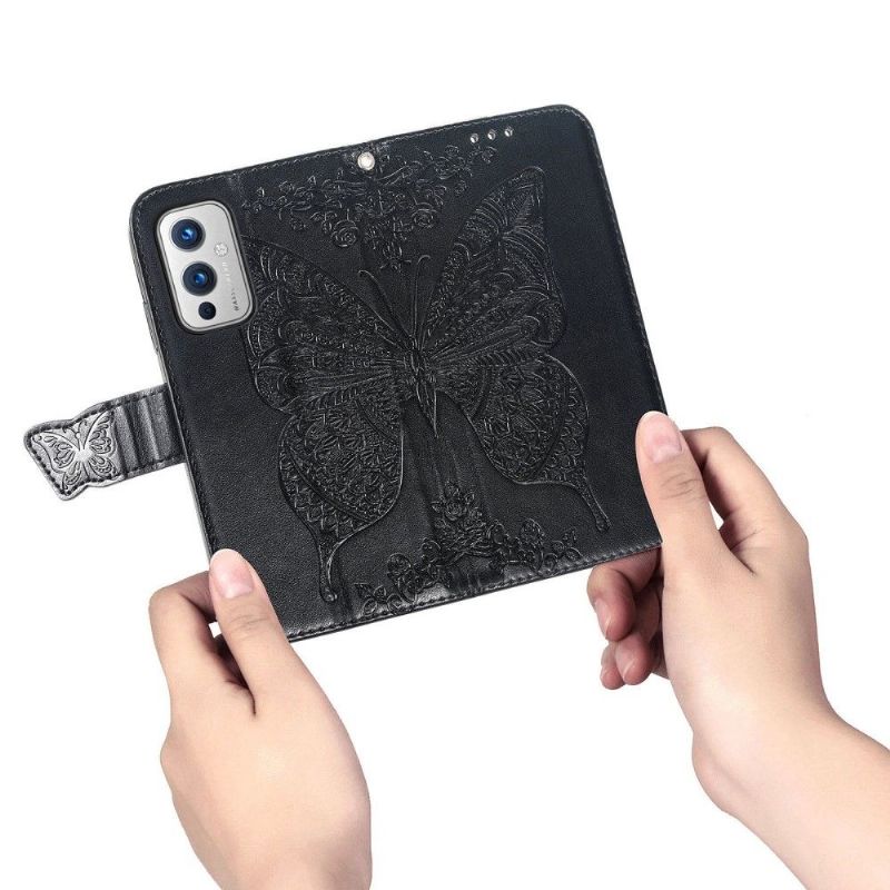 Flipové Pouzdro Na OnePlus 9 Reliéfní Motýl