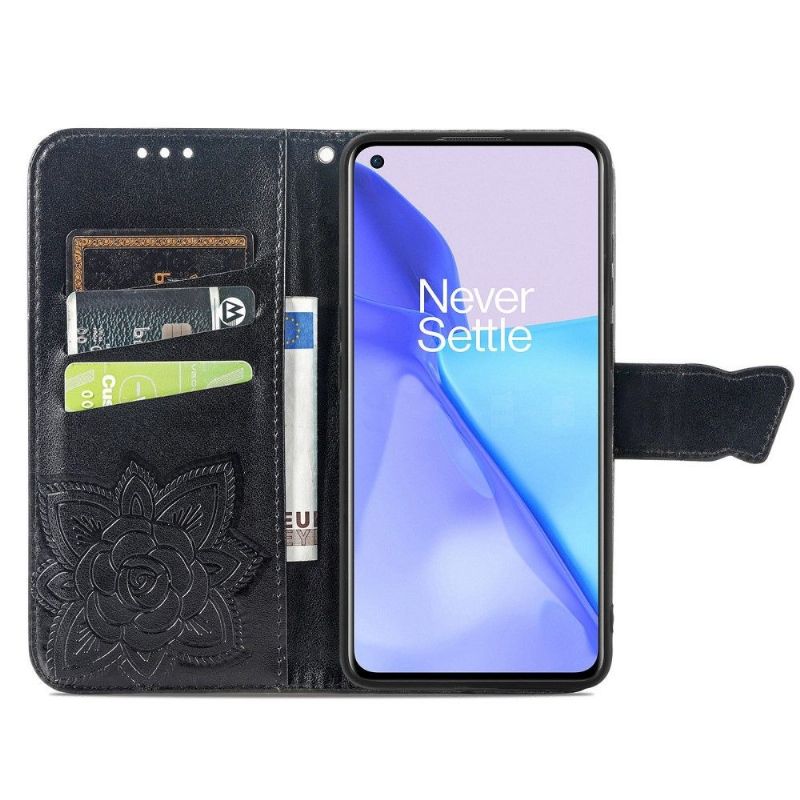 Flipové Pouzdro Na OnePlus 9 Reliéfní Motýl