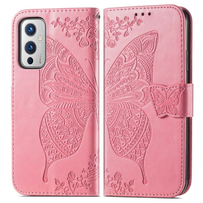 Flipové Pouzdro Na OnePlus 9 Reliéfní Motýl