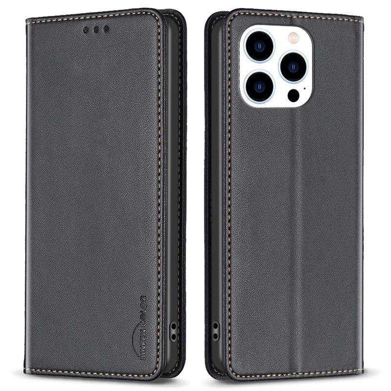 Kožené Pouzdro Folio iPhone 16 Pro Klasická Barva Binfen