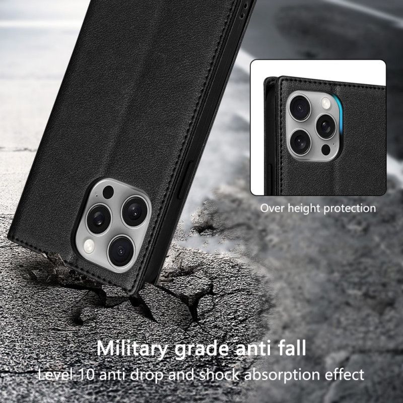 Kožené Pouzdro Folio iPhone 16 Pro Kožený Efekt