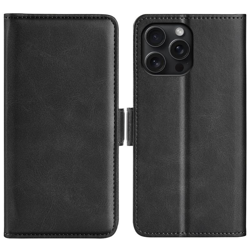 Kožený Kryt iPhone 16 Pro Dvojité Zapínání