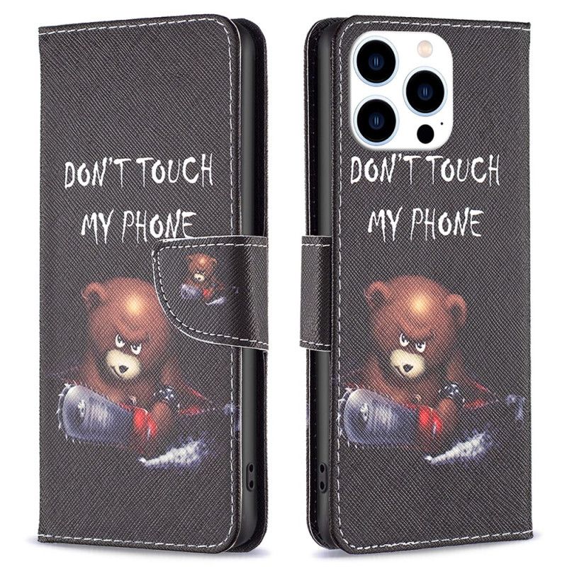 Kožený Kryt iPhone 16 Pro Nebezpečný Medvěd