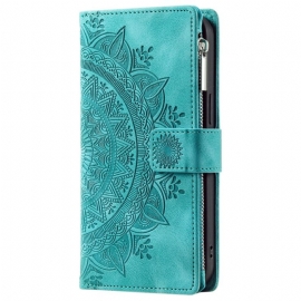 Kožený Kryt iPhone 16 Pro Peněženka Mandala Suede Effect