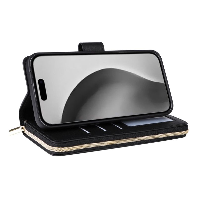 Kožený Kryt iPhone 16 Pro Polstrovaný Popruh A Ramenní Popruh
