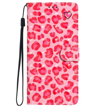 Kožený Kryt iPhone 16 Pro Růžový Leopardí Pásek