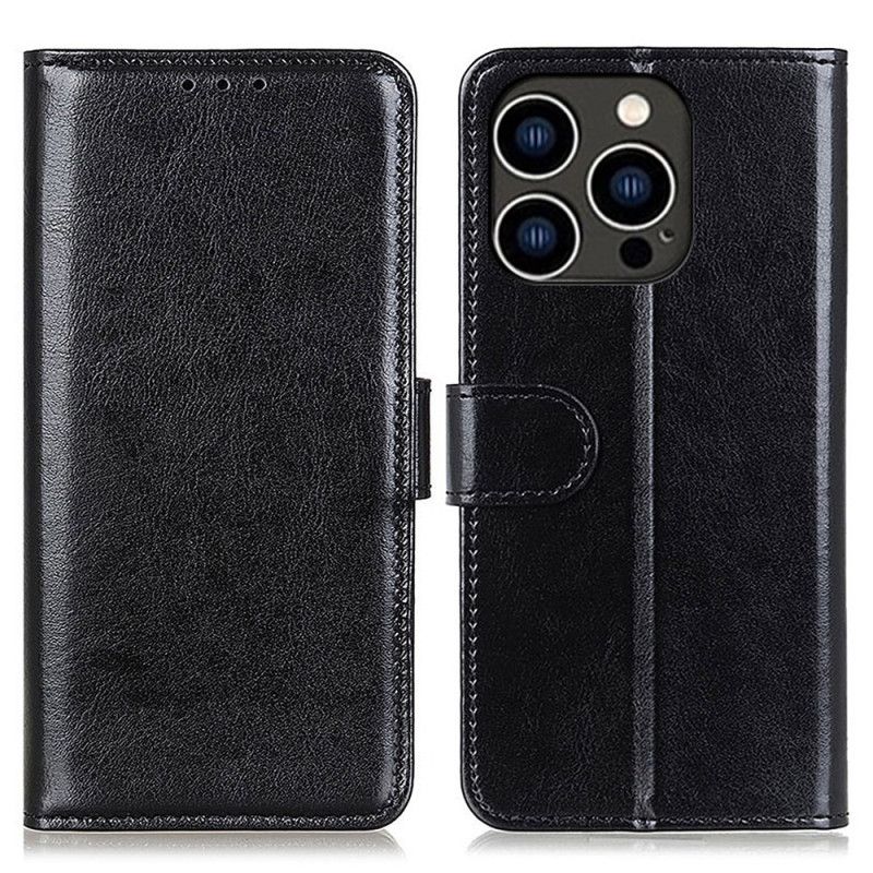 Kožený Kryt Na iPhone 16 Pro Imitace Lakované Kůže