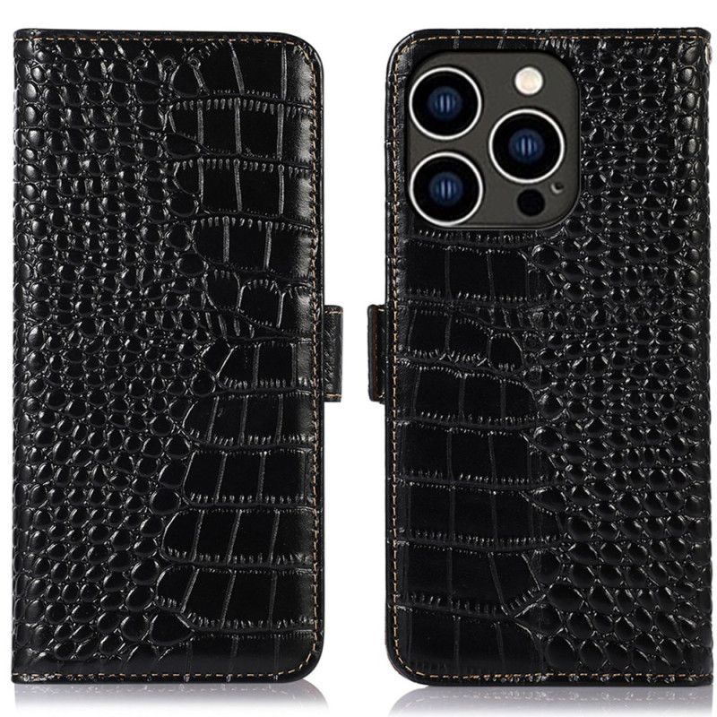 Kožený Kryt Na iPhone 16 Pro Krokodýlí Textura Kůže